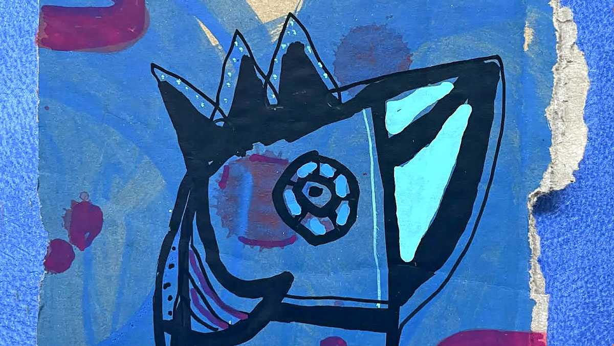 papkasse pap i blaa farveklange oplev kunstneren per buk i galleri noerregade kultur koege